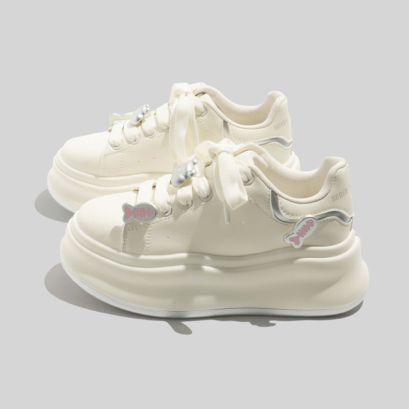 Classic White Shoes Thick-Soled Women'S Shoes 2025 Spring And Lightweight Sports Shoes Mcqueen Casual Shoes Korean Style Shoes - Image 4